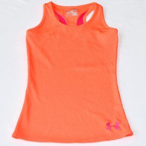 Under Armour Orange HeatGear® Racerback Fitted Athletic Workout Tank - Small